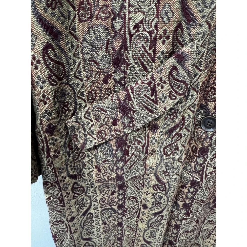 J.Jill Vintage 90s Fall Paisley Tapestry Coat Long Boho Statement Button-Front